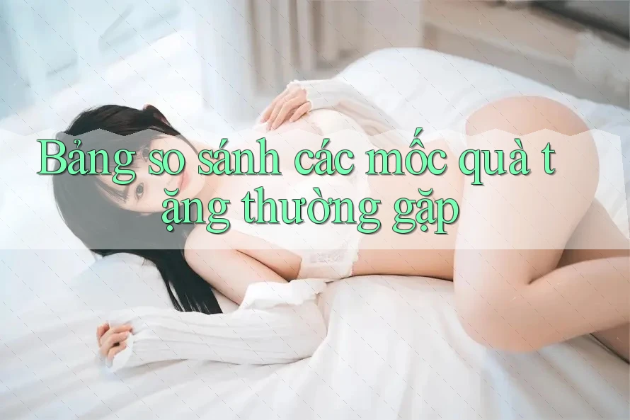 Bảng so sánh các mốc quà tặng thường gặp Bảng so sánh các mốc quà tặng thường gặp